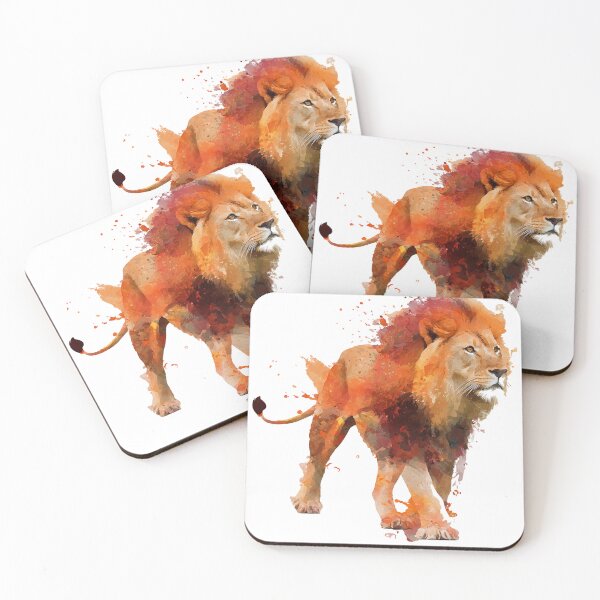 Item preview, Majestic Lion Stride in Fiery Watercolor designed and sold by UniquetyDesign.
