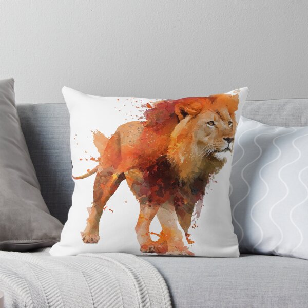 Item preview, Majestic Lion Stride in Fiery Watercolor designed and sold by UniquetyDesign.