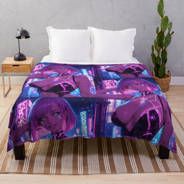 Item preview, Anime bikini waifu cyberpunk neon wallpaper designed and sold by Planet Utoppia.