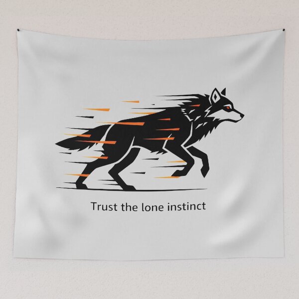 Item preview, Minimalist Black Wolf Capturing Speed and Instinct designed and sold by SplashTastic.