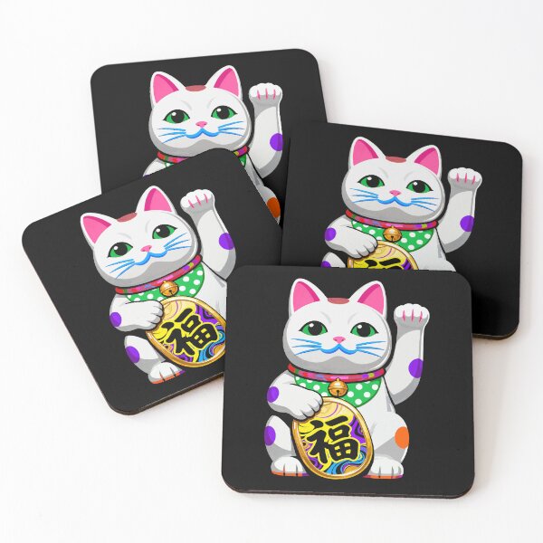 Item preview, Lucky Maneki-Neko Fortune Cat on Black designed and sold by zzz888.