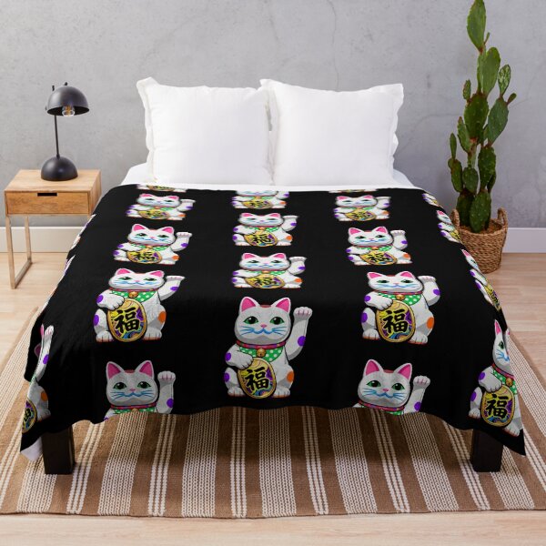 Item preview, Lucky Maneki-Neko Fortune Cat on Black designed and sold by zzz888.