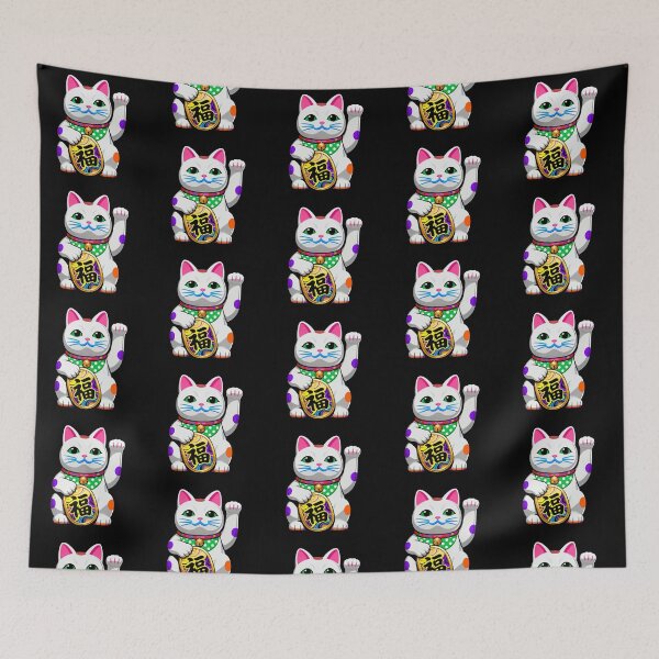 Item preview, Lucky Maneki-Neko Fortune Cat on Black designed and sold by zzz888.