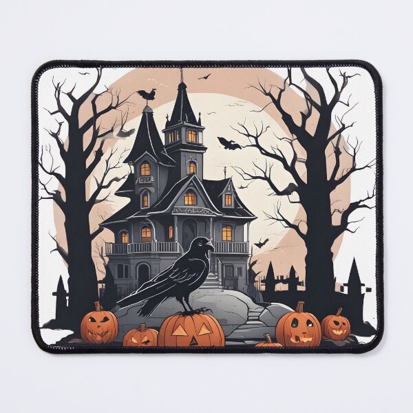 Item preview, “Spooky Crow and Pumpkins – Halloween Night Illustration” designed and sold by NatureNookTees.