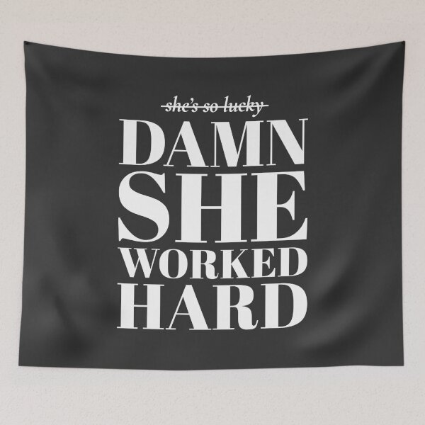 Item preview, damn she worked hard | Feminist Quote Empowerment Typography designed and sold by Pulau Kreasi.