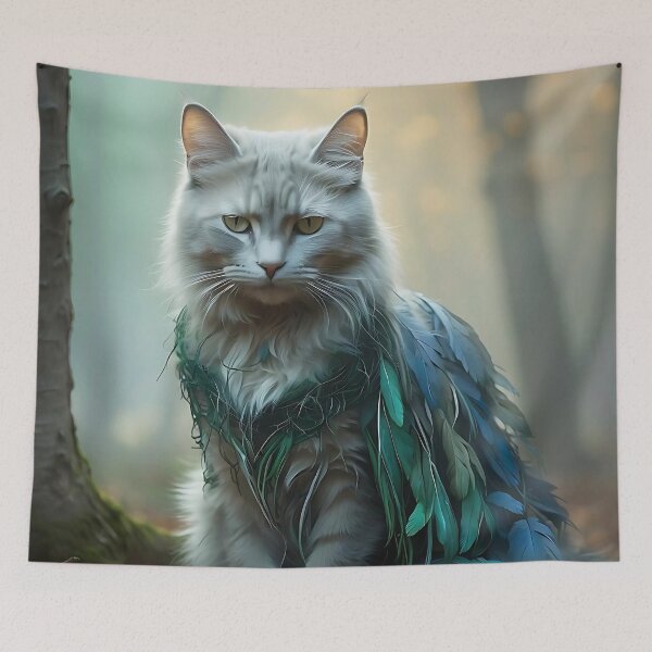 Item preview, Mystical Cat in Foggy Woods | Cinematic Vintage Forest Design designed and sold by Valeree Store.