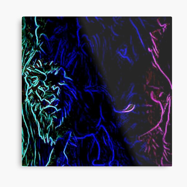 Noble Neon Lion Metal Print