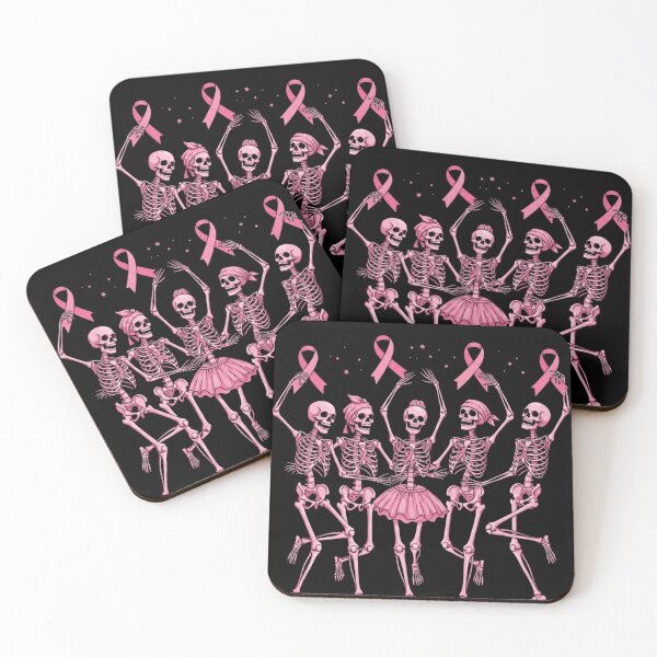 Item preview, Skeleton Dancing Pink Ribbon Breast Cancer Awareness Support T-Shirt designed and sold by tarikusa02.