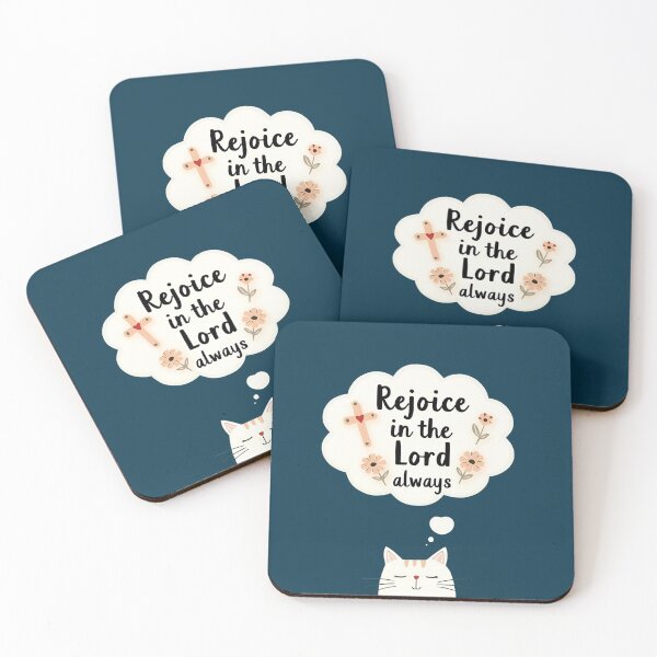 Item preview, Rejoice in the Lord Always Cute Cat Design designed and sold by BlessedHandsDesigns.