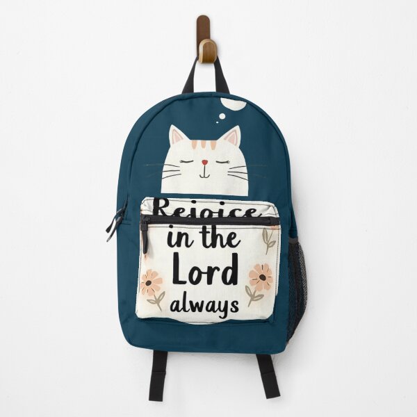 Item preview, Rejoice in the Lord Always Cute Cat Design designed and sold by BlessedHandsDesigns.