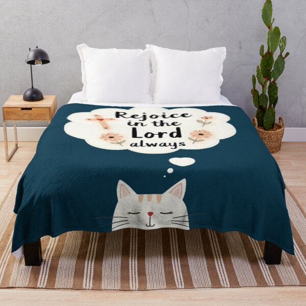 Item preview, Rejoice in the Lord Always Cute Cat Design designed and sold by BlessedHandsDesigns.