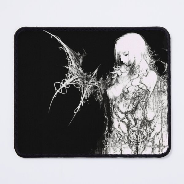 Item preview, Anime Cyber Sigilism Tribal Y2K B&W Grunge Angel Looking Left designed and sold by FantasyHeartsXV.