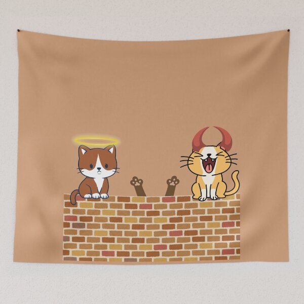 Item preview, Halloween Cats – Angel vs Devil designed and sold by IREMORHAN.