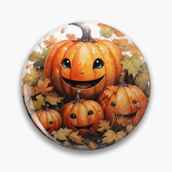Item preview, Cheerful Pumpkins in Autumn Leaves designed and sold by LinaDesign Store.
