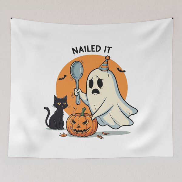 Item preview, Comical Ghost Pumpkin Carving Fail - Funny Halloween Misadventures designed and sold by Ascend777.