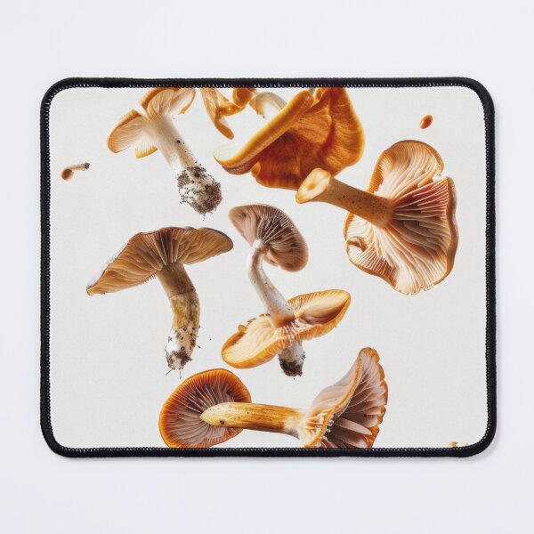 Item preview, Various mushrooms floating in mid-air on white background, AI Generated designed and sold by dvoevnore.