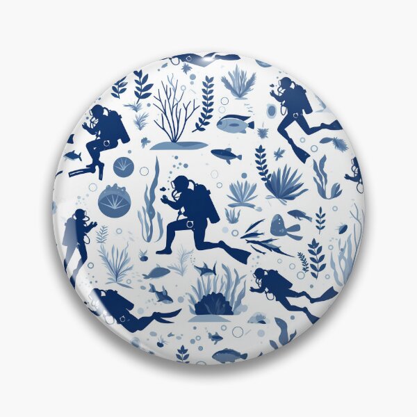 Item preview, Elegant Underwater Divers Pattern – Minimal Navy & White Ocean Design designed and sold by Windy-market.