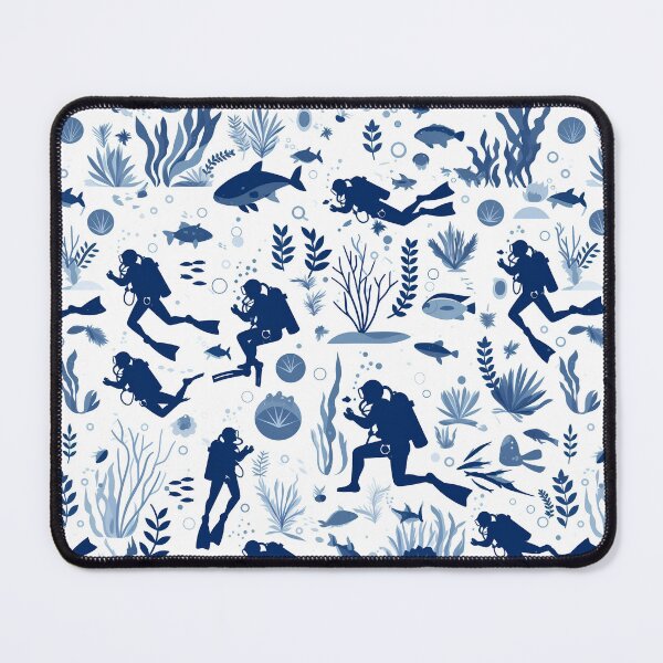 Item preview, Elegant Underwater Divers Pattern – Minimal Navy & White Ocean Design designed and sold by Windy-market.