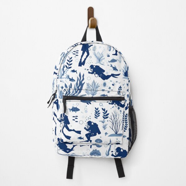 Item preview, Elegant Underwater Divers Pattern – Minimal Navy & White Ocean Design designed and sold by Windy-market.