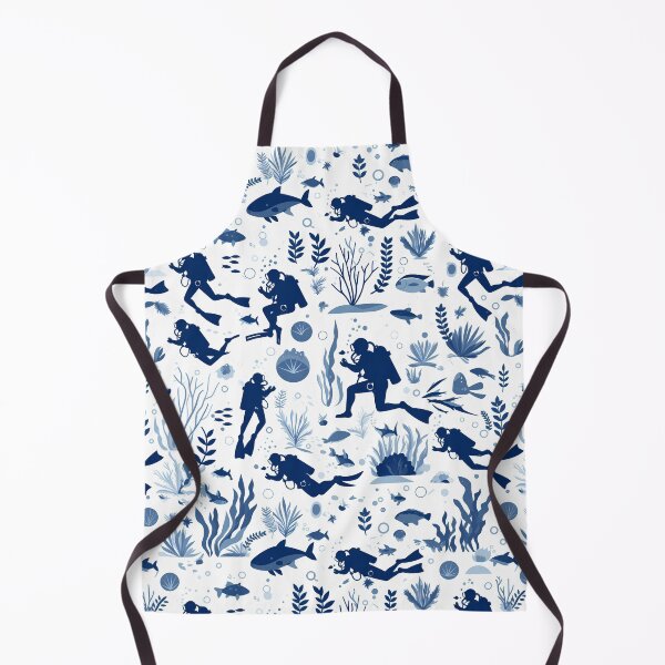 Item preview, Elegant Underwater Divers Pattern – Minimal Navy & White Ocean Design designed and sold by Windy-market.
