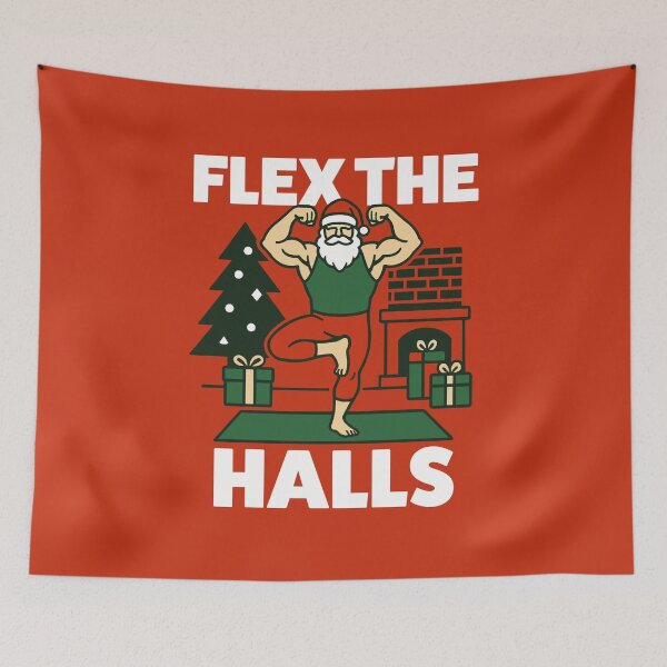 Item preview, Flex The Halls – Funny Muscular Santa Yoga Christmas designed and sold by Buzzworthy Threads.