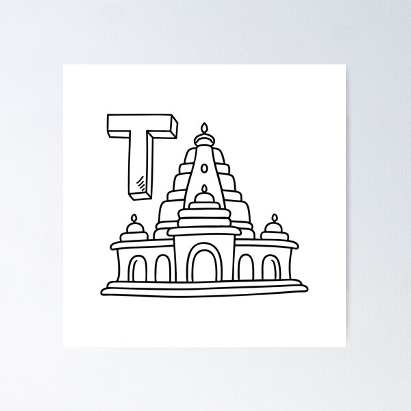 Item preview, An illustration of letter T stands for Temple designed and sold by rasagamastore.
