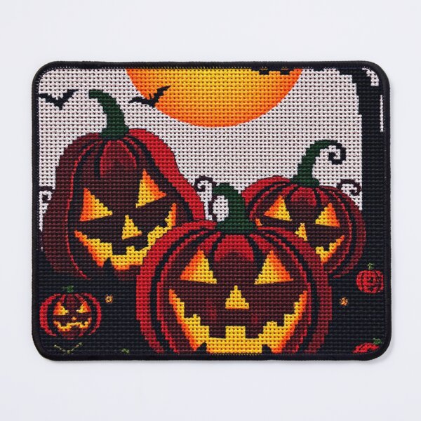 Item preview, Carved Jack-O’-Lanterns Cross Stitch Art – Cute Halloween Embroidery Design designed and sold by MiraLumeStudio.