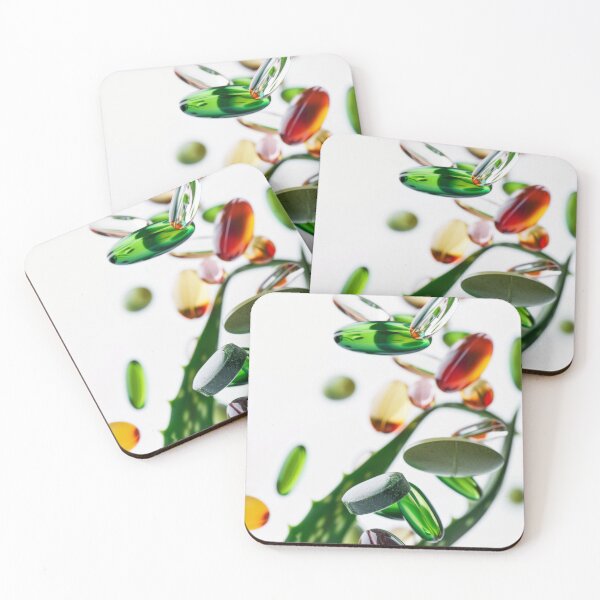 Item preview, Aloe vera leaves and various capsules on white background, AI Generated designed and sold by dvoevnore.