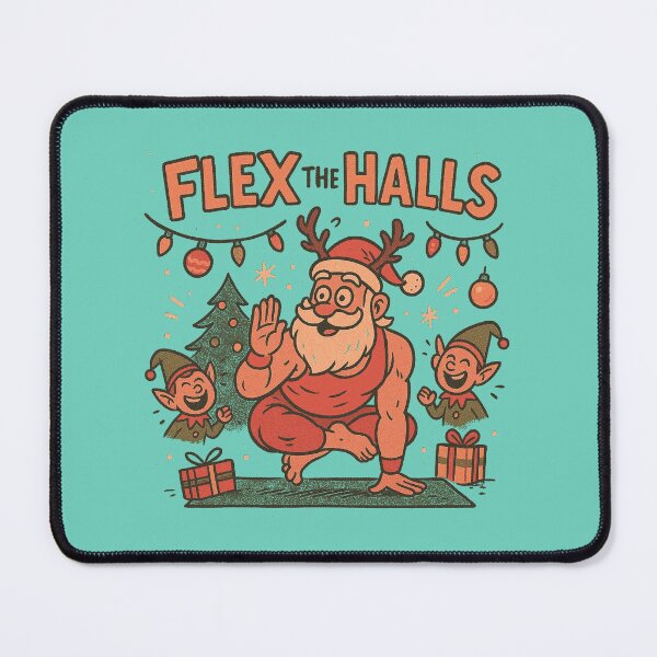 Item preview, Flex The Halls – Hilarious Buff Santa Christmas Yoga designed and sold by Buzzworthy Threads.