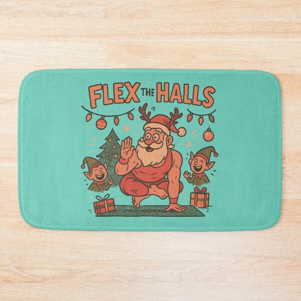 Item preview, Flex The Halls – Hilarious Buff Santa Christmas Yoga designed and sold by Buzzworthy Threads.
