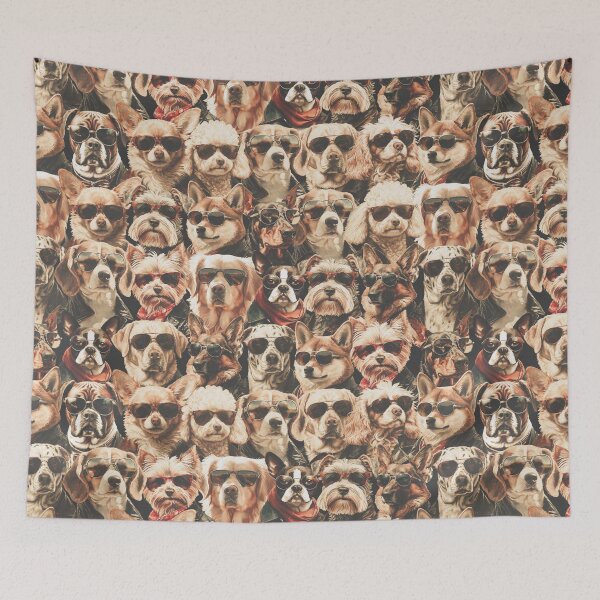 Item preview, Vintage Anthropomorphic Dogs with Sunglasses Pattern | Dog Art designed and sold by UnhingedBird.