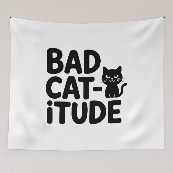 Item preview, Bad Catitude! Cute Cat Pun designed and sold by PMCreative.