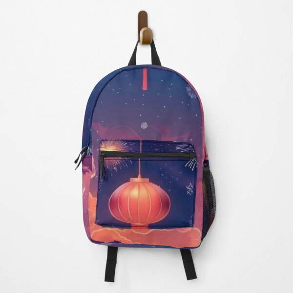 Item preview, Traditional Chinese lanterns against fireworks in night sky, background, AI generated designed and sold by dvoevnore.