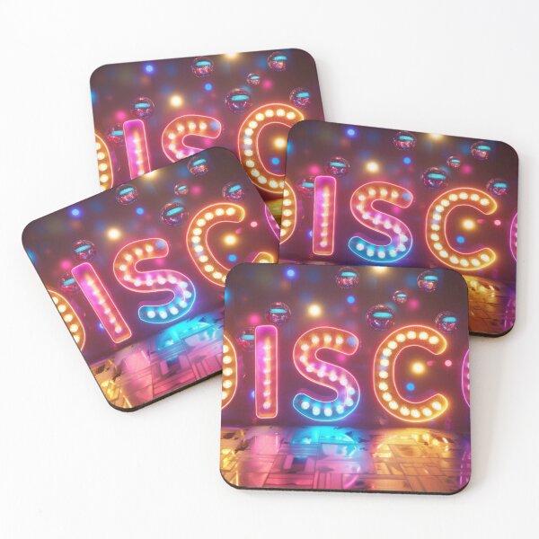 Item preview, Vibrant purple neon DISCO sign in retro 90s style glowing maximalist background AI Generated content designed and sold by dvoevnore.