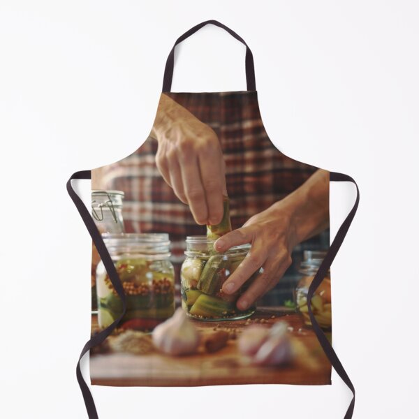 Item preview, Person preparing jars of homemade pickled vegetables in cozy kitchen, AI generated designed and sold by dvoevnore.