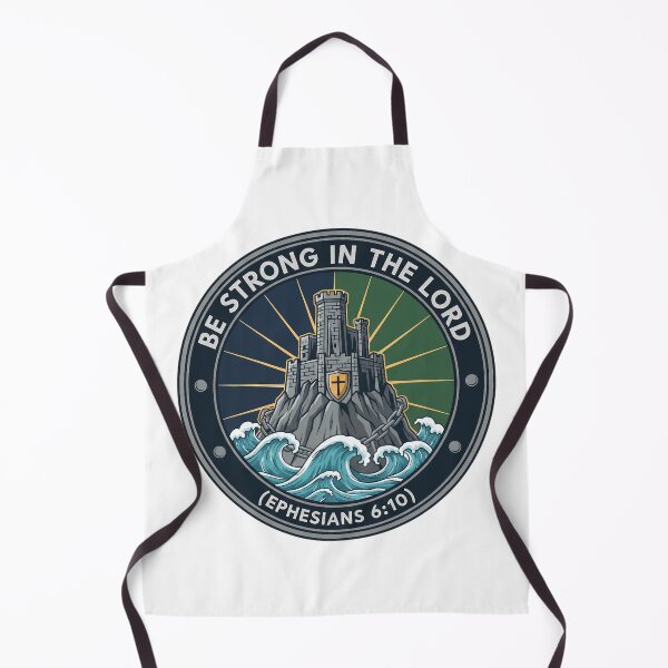 Item preview, Be Strong in the Lord Fortress on Rock Christian Bible Verse Design. designed and sold by loveandlightrb.