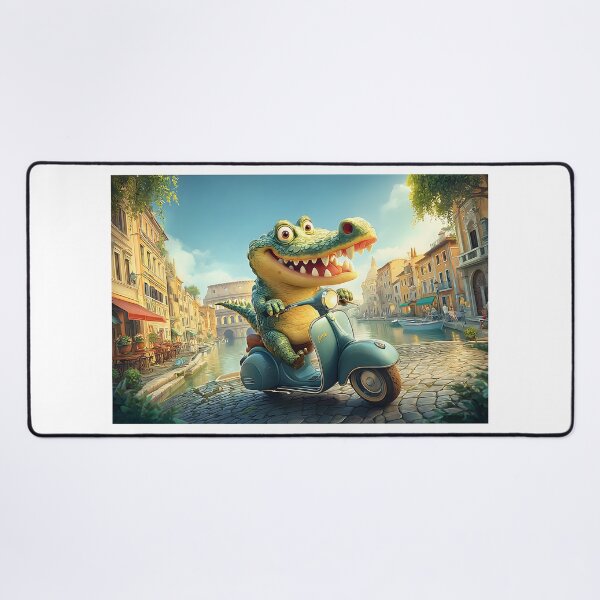 Item preview, Cheerful Crocodile Riding Scooter in Venetian Scene designed and sold by Artessie.