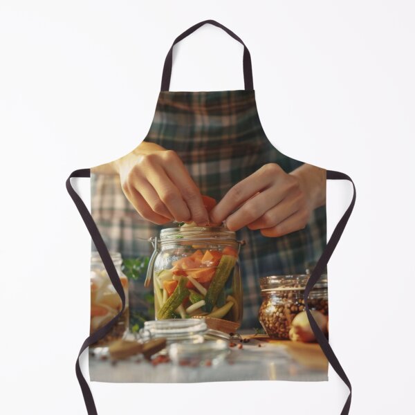 Item preview, Person preparing jars of homemade pickled vegetables in cozy kitchen, AI generated designed and sold by dvoevnore.