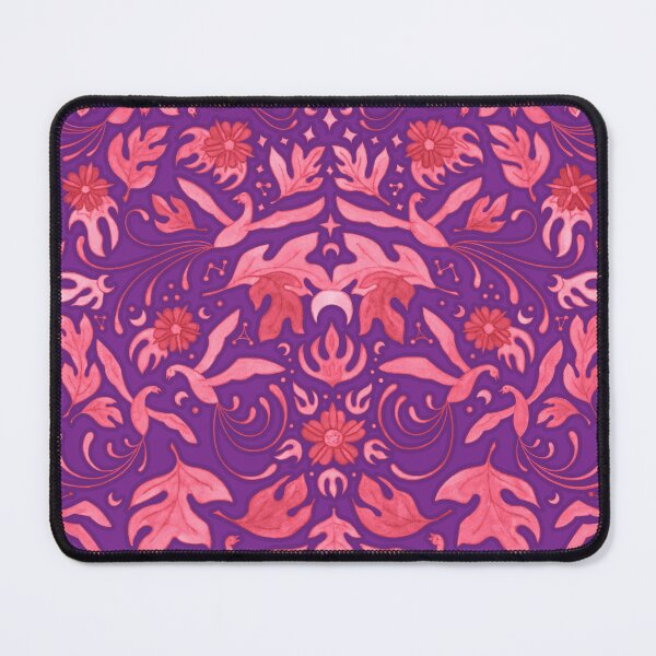 Item preview, Phoenix Damask in Bright Purple and Red designed and sold by AycaAtalay.