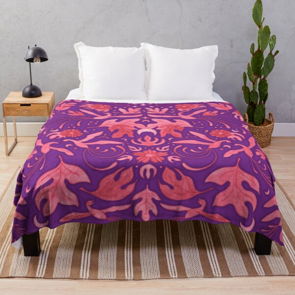 Item preview, Phoenix Damask in Bright Purple and Red designed and sold by AycaAtalay.