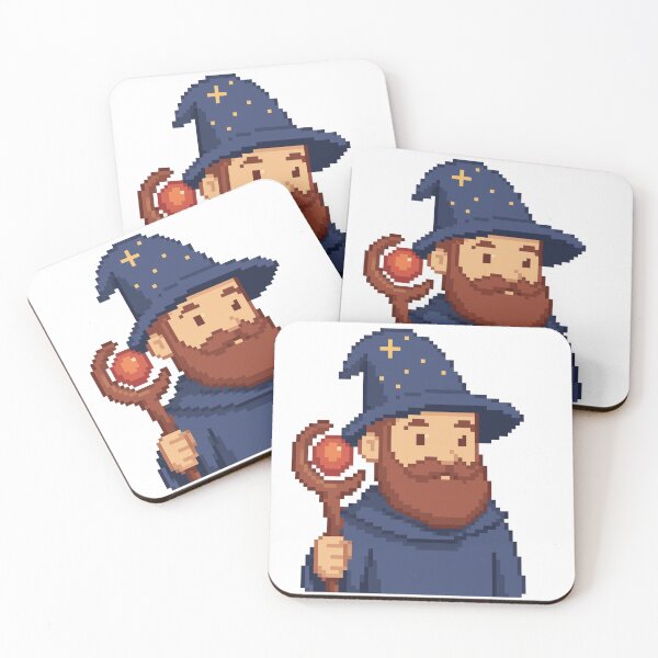 Item preview, Pixel Wizard with Glowing Staff – Magical Retro Art designed and sold by BashPIXIE.