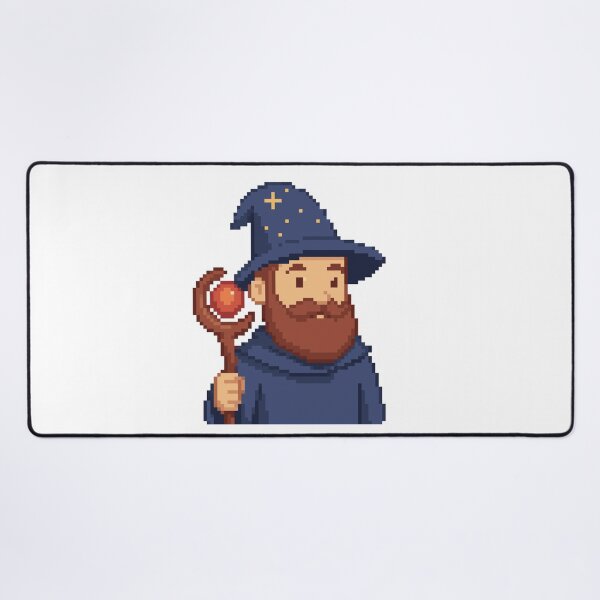Item preview, Pixel Wizard with Glowing Staff – Magical Retro Art designed and sold by BashPIXIE.