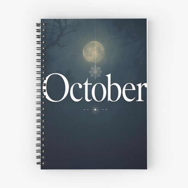 Item preview, October” T-Shirt – Moody Full Moon & Spiderweb Design | Perfect for Fall & Halloween | Minimalist Spooky Aesthetic Tee designed and sold by SassyArtist9006.