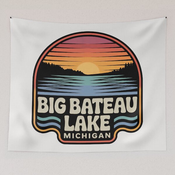 Item preview, Big Bateau Lake, Michigan Retro Sunset designed and sold by TheOldMittenIllustrated.