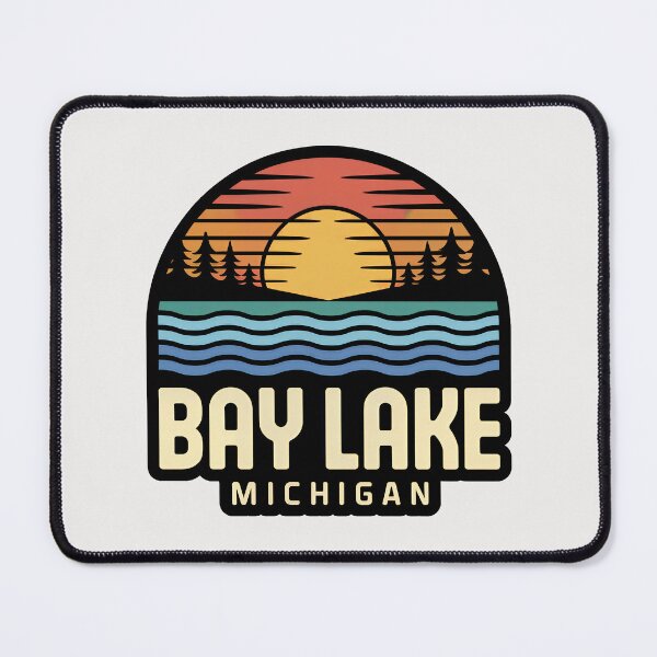 Item preview, Bay Lake, Michigan Retro Sunset designed and sold by TheOldMittenIllustrated.
