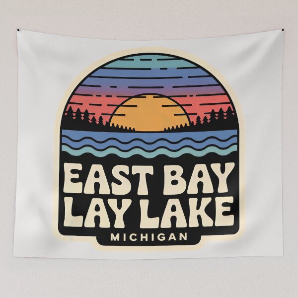 Item preview, East Bay Lake, Michigan Retro Sunset designed and sold by TheOldMittenIllustrated.