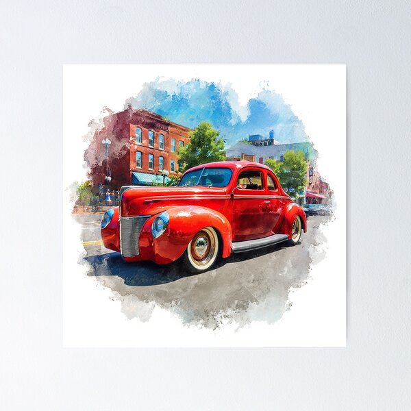 Item preview, 1940 Ford Coupe Classic Hot Rod Watercolor designed and sold by alwaysadeal.