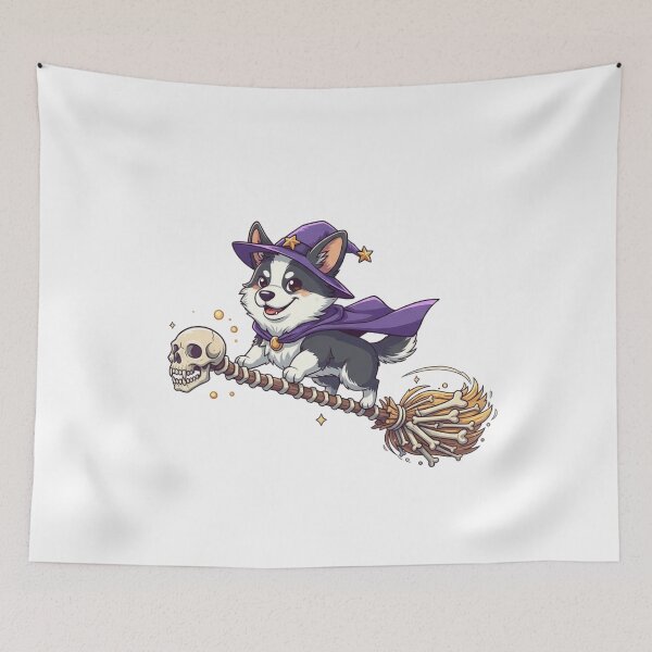 Item preview, Witchy Pup on Broomstick designed and sold by DisignByPrince.