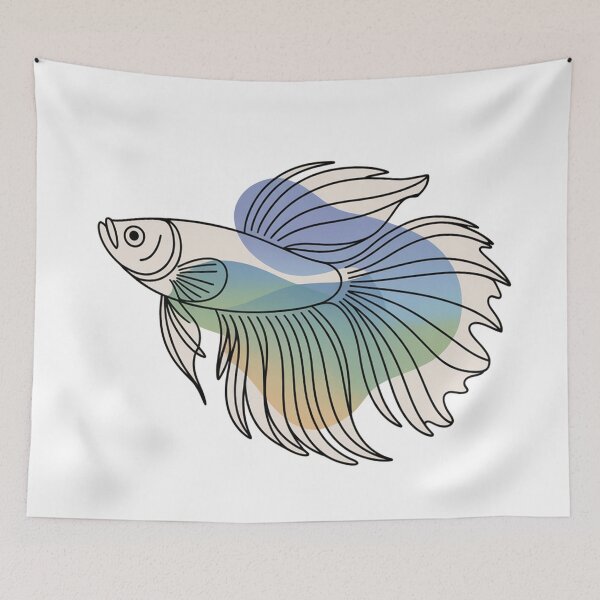 Item preview, Minimal Line Art Betta Fish designed and sold by VividTrails.