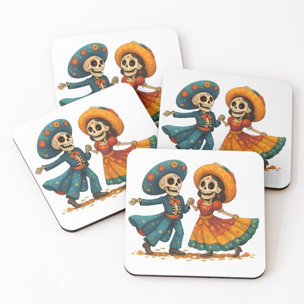 Item preview, Dancing Skeletons Couple – Colorful Day of the Dead Art designed and sold by Aurora Prints.